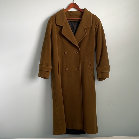 Vintage Pure Wool Double Breasted Coat Brown - Picture 1 of 4